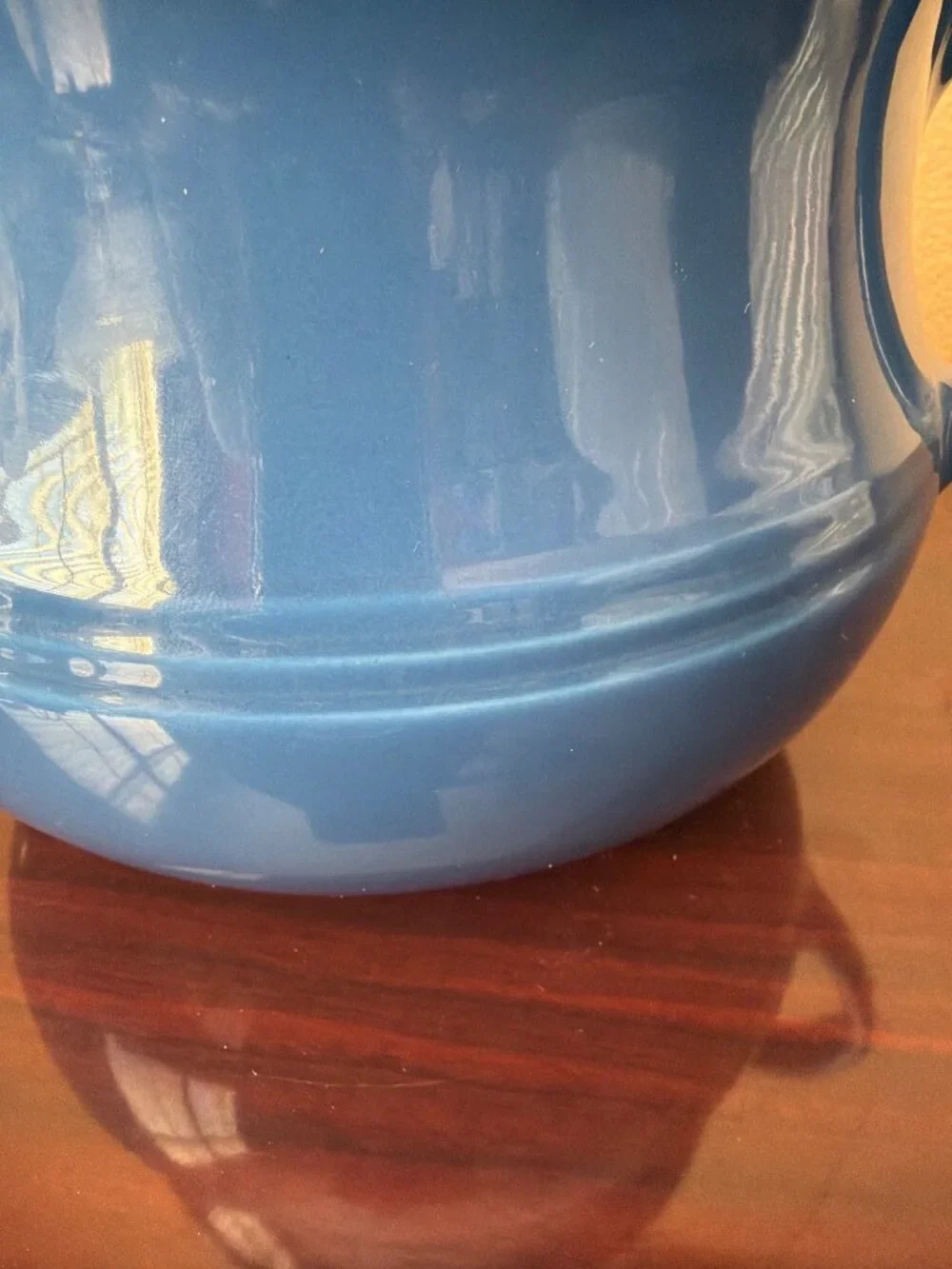 Vintage Le Creuset Blue Stoneware Covered Bean Pot Serving Casserole 4 Qt Soup T
